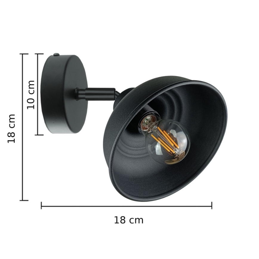 Foco de pared FAUN 1xE27/60W/230V negro