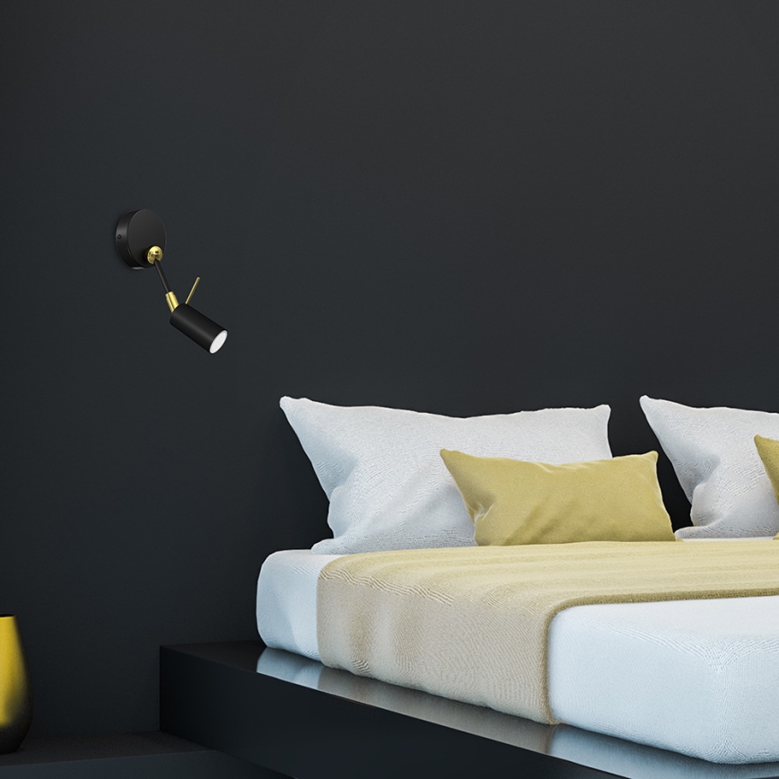 Foco de pared IRIS 1xGU10/MR11/40W/230V negro/dorado
