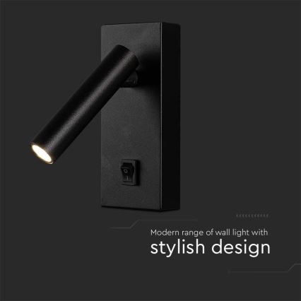 Foco de pared LED LED/2W/230V 4000K negro