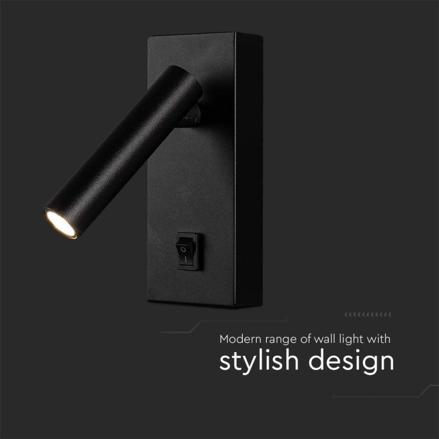 Foco de pared LED LED/2W/230V 4000K negro