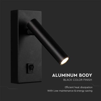 Foco de pared LED LED/2W/230V 4000K negro