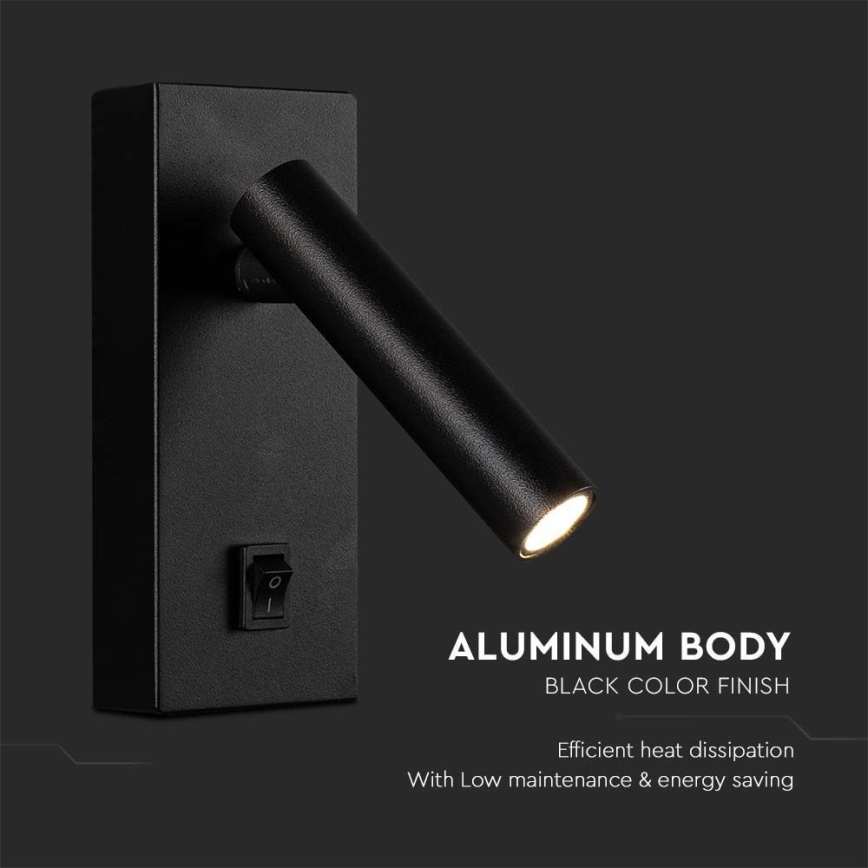 Foco de pared LED LED/2W/230V 4000K negro