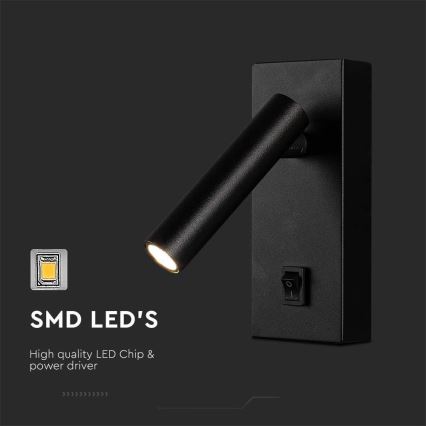 Foco de pared LED LED/2W/230V 4000K negro
