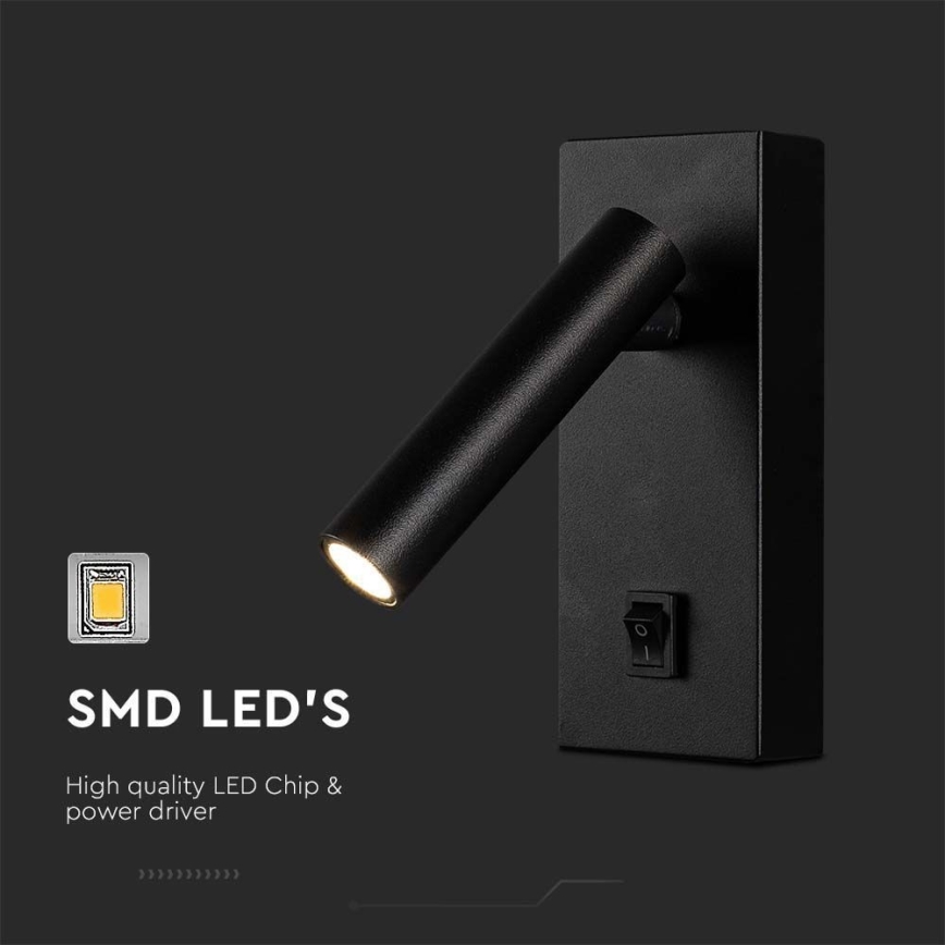 Foco de pared LED LED/2W/230V 4000K negro