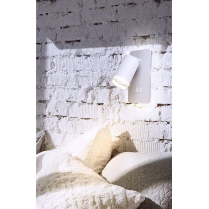 Foco de pared LED PARIS 1xGU10/10W/230V + LED/6W/230V blanco