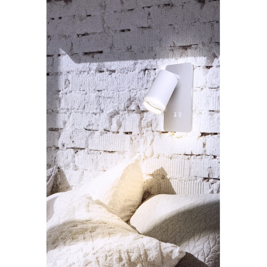 Foco de pared LED PARIS 1xGU10/10W/230V + LED/6W/230V blanco