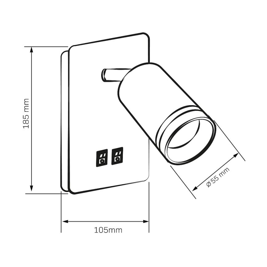Foco de pared LED PARIS 1xGU10/10W/230V + LED/6W/230V blanco