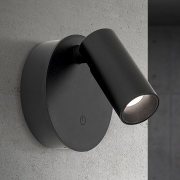 Foco de pared LED recargable y regulable con control táctil LUXY LED/1W/5V 2200 mAh 2700/3000/4000K negro