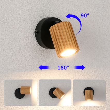 Foco de pared MODERN WOOD 1xGU10/8W/230V madera/negro