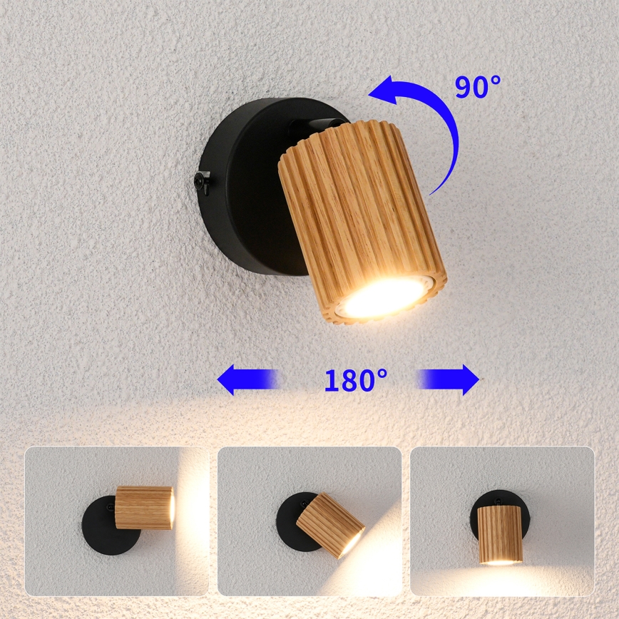 Foco de pared MODERN WOOD 1xGU10/8W/230V madera/negro