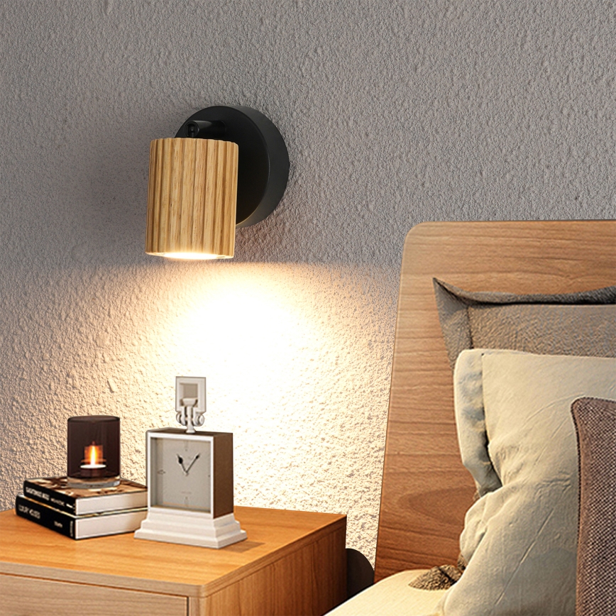 Foco de pared MODERN WOOD 1xGU10/8W/230V madera/negro