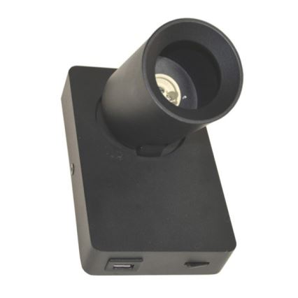 Foco de pared TAFT 1xGU10/30W/230V USB negro