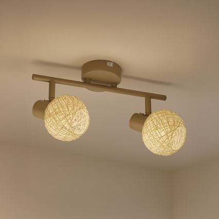 Foco DEX 2xE14/10W/230V beige/crema