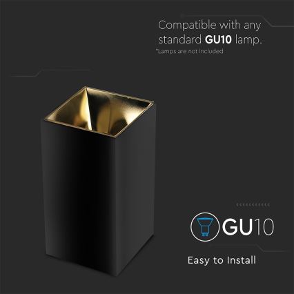 Foco empotrable 1xGU10/35W/230V negro/dorado