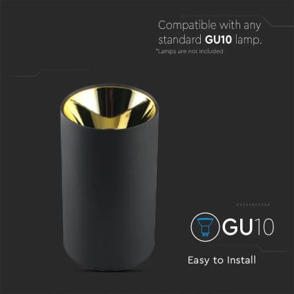 Foco empotrable 1xGU10/35W/230V negro/dorado