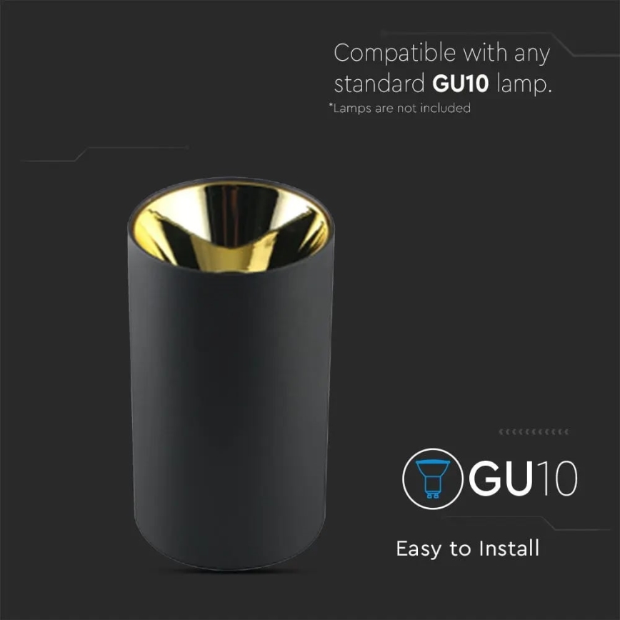 Foco empotrable 1xGU10/35W/230V negro/dorado