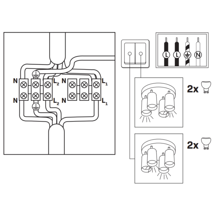 Foco empotrado regulable LED RGBW para baño TURYN 4xGU10/4,8W/230V 3000K IP44 blanco + mando a distancia