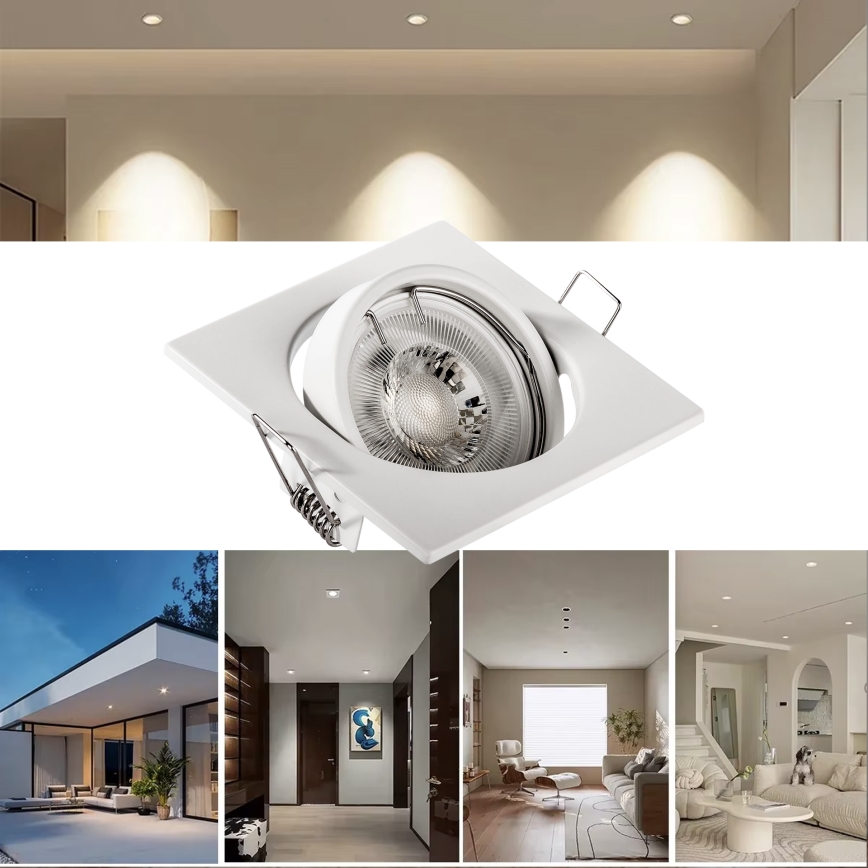 Foco empotrable de techo 1xGU10/MR16/10W/230V 9x9 cm blanco
