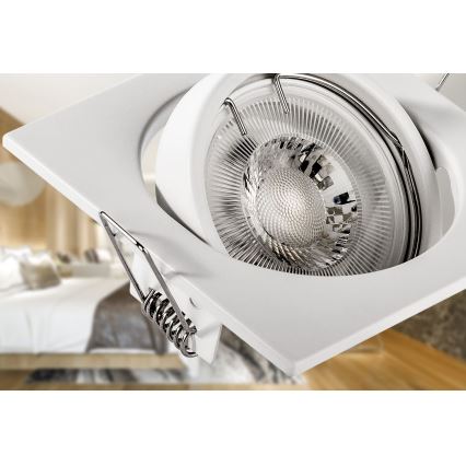 Foco empotrable de techo 1xGU10/MR16/10W/230V 9x9 cm blanco