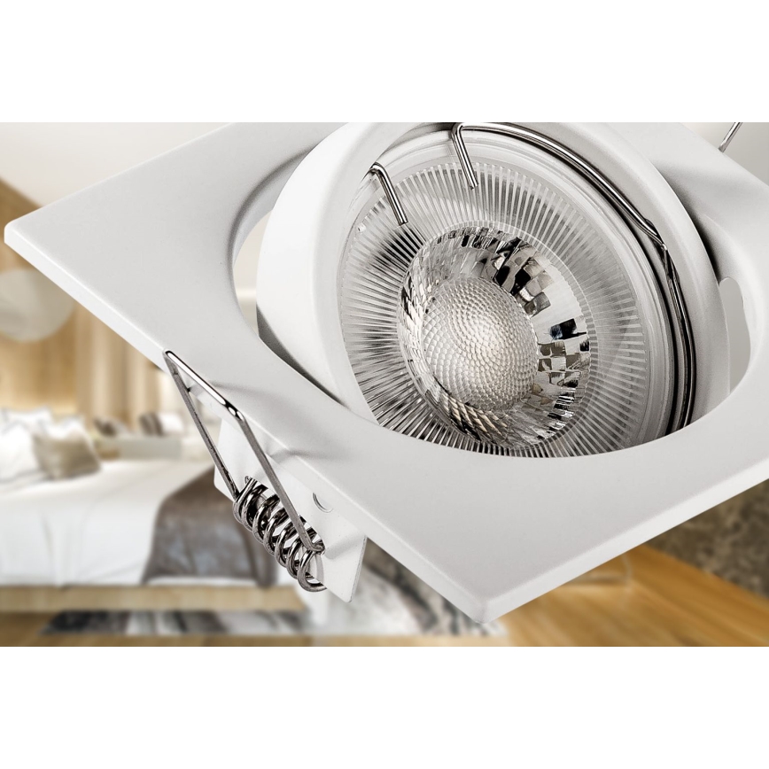 Foco empotrable de techo 1xGU10/MR16/10W/230V 9x9 cm blanco