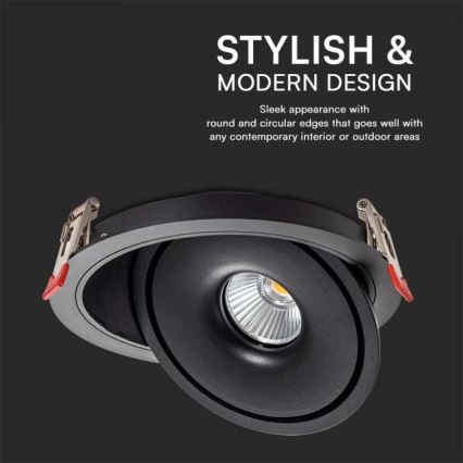 Foco empotrable LED LED/20W/230V 3000/4000/6400K d. 16,5 cm negro