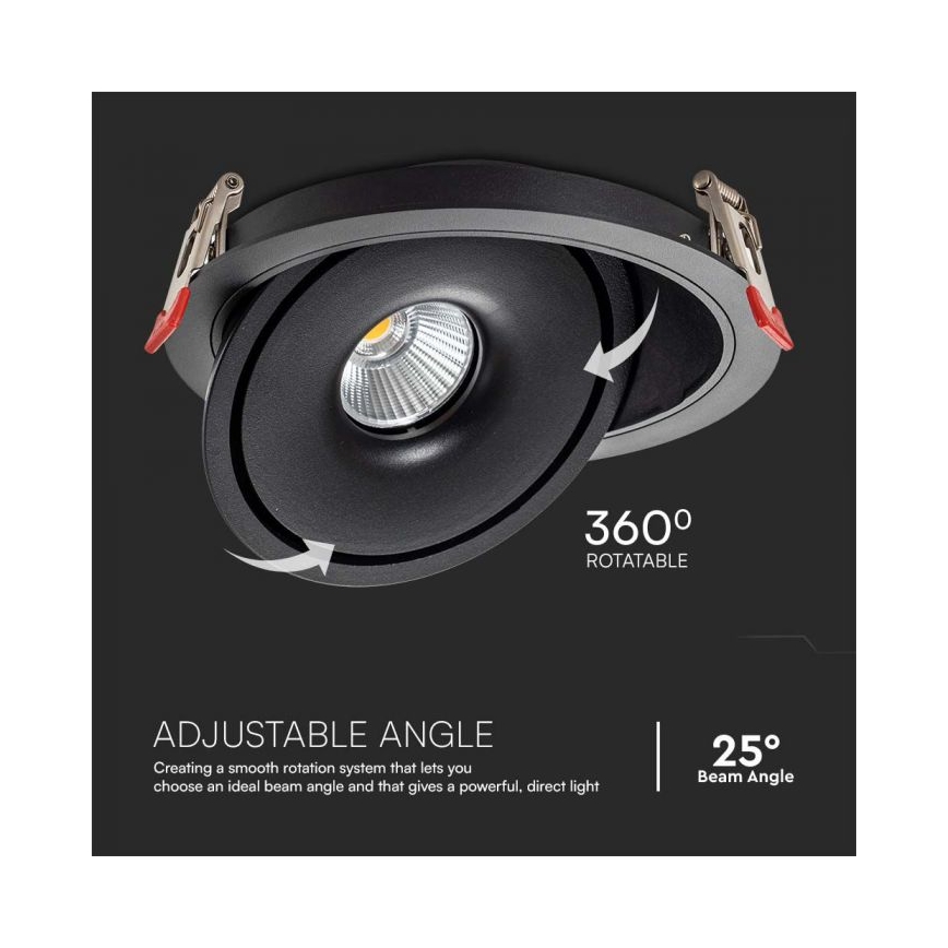 Foco empotrable LED LED/20W/230V 3000/4000/6400K d. 16,5 cm negro