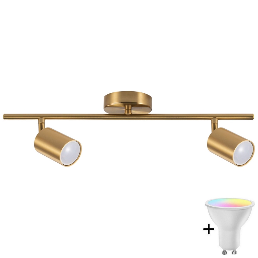 Foco empotrable LED RGBW regulable GOLDI 2xGU10/6,5W/230V 2700-6500K Wi-Fi dorado