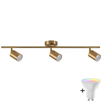Foco empotrable LED RGBW regulable GOLDI 3xGU10/6,5W/230V 2700-6500K Wi-Fi dorado