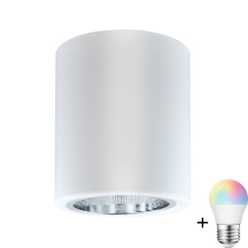 Foco empotrable LED RGBW regulable JUPITER 1xE27/6,5W/230V 2700-6500K Wi-Fi diámetro 9,8 cm blanco