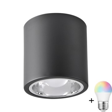 Foco empotrable LED RGBW regulable JUPITER 1xE27/6,5W/230V 2700-6500K Wi-Fi Ø 13 cm negro