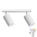Foco empotrable LED RGBW regulable para baño TURYN 2xGU10/6W/230V 3000K IP44 blanco + mando a distancia