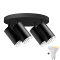 Foco empotrable LED RGBW regulable para baño TURYN 4xGU10/6W/230V 3000K IP44 negro + mando a distancia