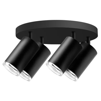 Foco empotrable LED RGBW regulable para baño TURYN 4xGU10/6W/230V 3000K IP44 negro + mando a distancia