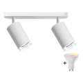 Foco empotrable para baño LED RGBW regulable TURYN 2xGU10/6,5W/230V 2700-6500K Wi-Fi IP44 blanco