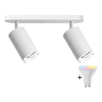 Foco empotrable para baño LED RGBW regulable TURYN 2xGU10/6,5W/230V 2700-6500K Wi-Fi IP44 blanco
