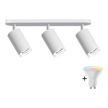 Foco empotrable para baño LED RGBW regulable TURYN 3xGU10/6,5W/230V 2700-6500K Wi-Fi IP44 blanco