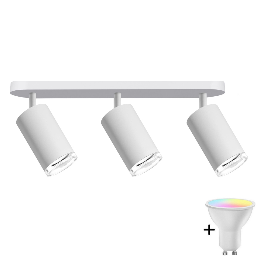 Foco empotrable para baño LED RGBW regulable TURYN 3xGU10/6,5W/230V 2700-6500K Wi-Fi IP44 blanco