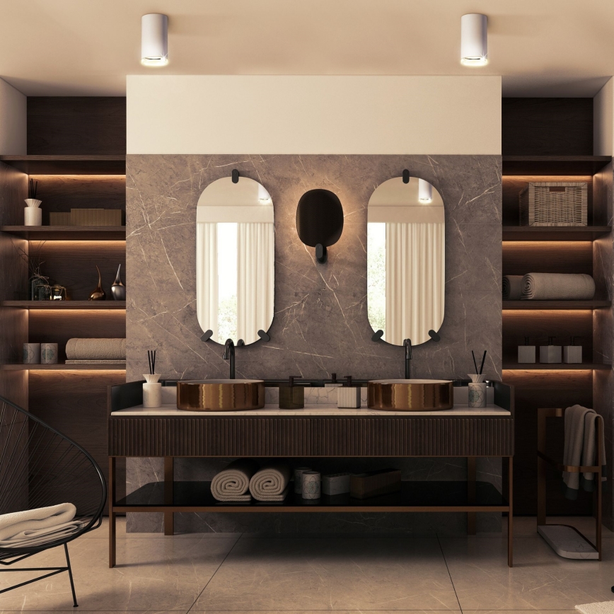 Foco LED RGBW regulable para baño TURYN 1xGU10/4,8W/230V 3000K IP44 blanco + mando a distancia