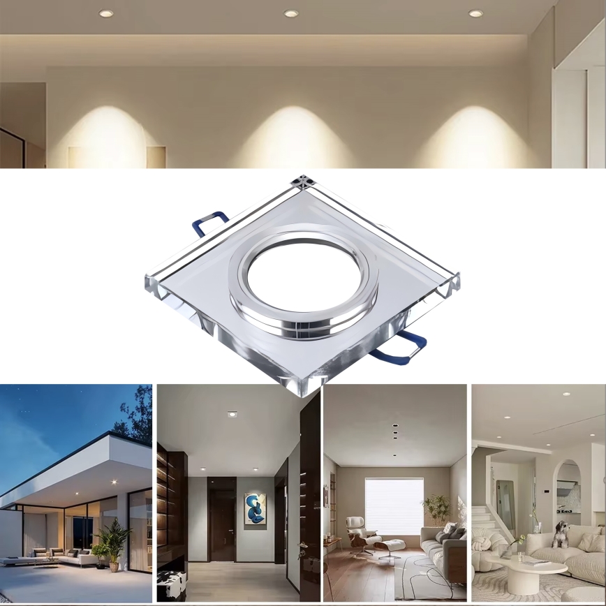 Foco empotrado de techo 1xGU10/MR16/10W/230V 9x9 cm cromo pulido