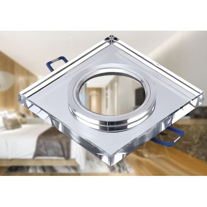 Foco empotrado de techo 1xGU10/MR16/10W/230V 9x9 cm cromo pulido