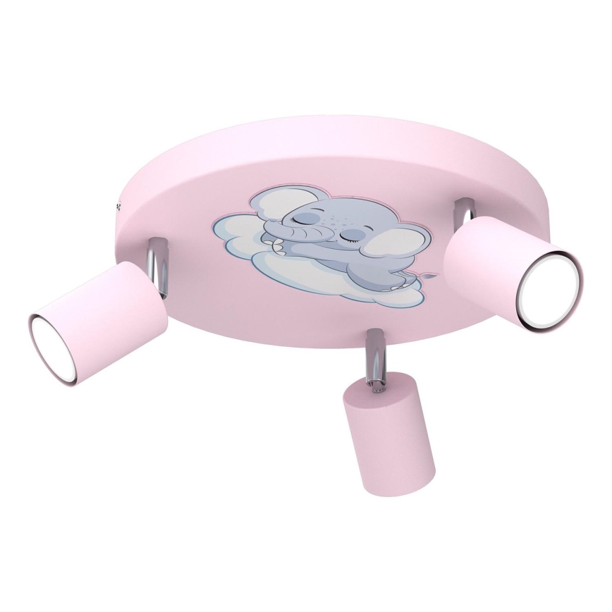 Foco infantil FUN 3xGU10/8W/230V rosa/elefante