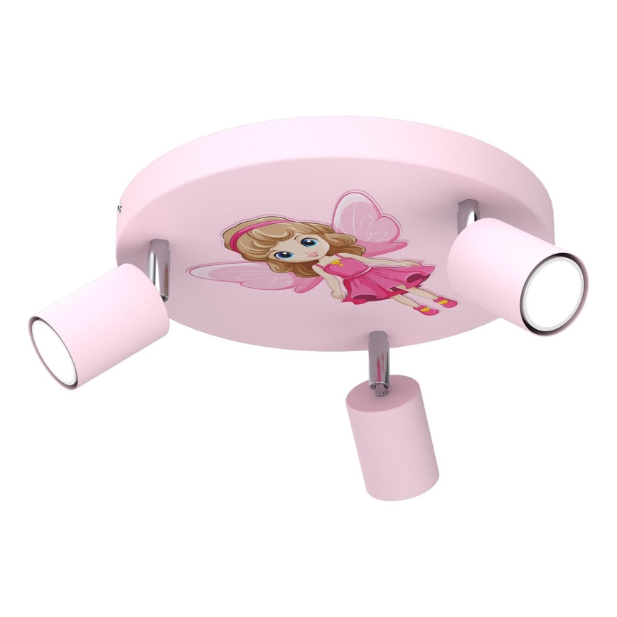 Foco infantil FUN 3xGU10/8W/230V rosa/hada