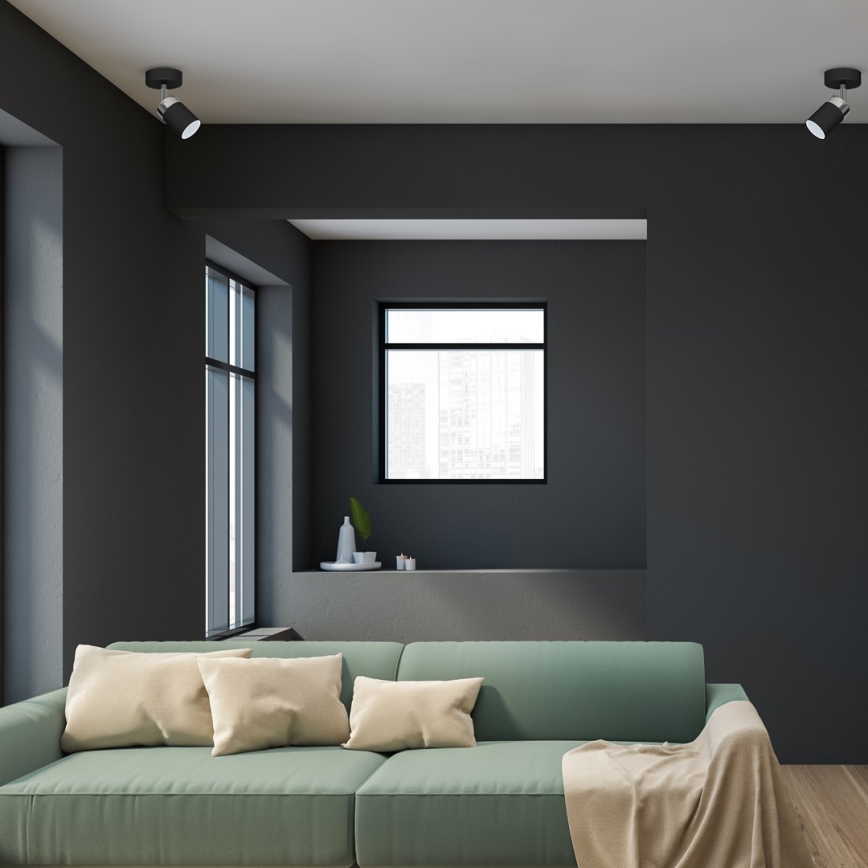 Foco JOKER 1xGU10/25W/230V negro/cromo brillante