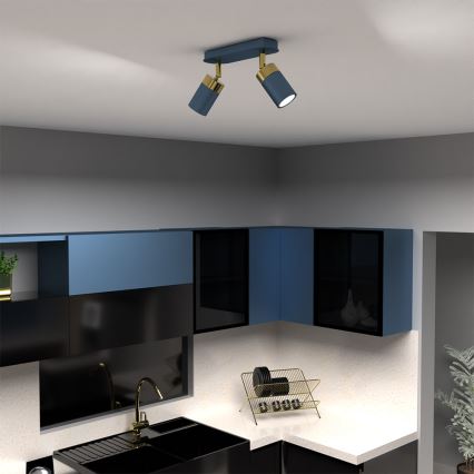 Foco JOKER 2xGU10/25W/230V azul/dorado