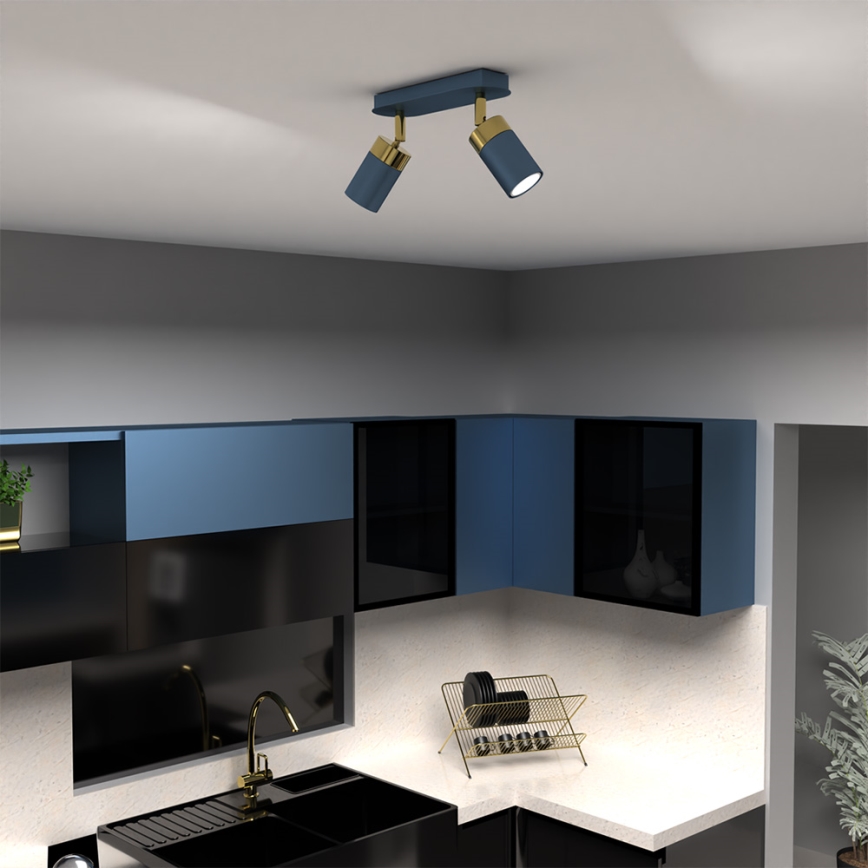 Foco JOKER 2xGU10/25W/230V azul/dorado