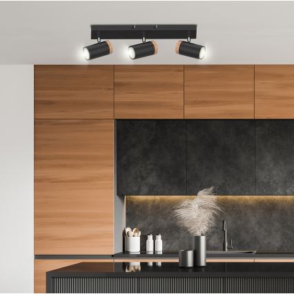 Foco LAGOS 3xGU10/15W/230V negro/marrón
