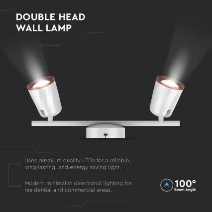 Foco LED 2xLED/5W/230V 3000K blanco