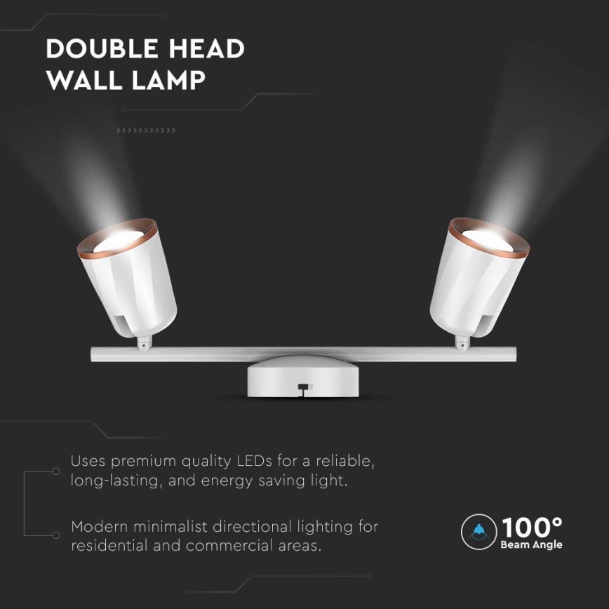 Foco LED 2xLED/5W/230V 3000K blanco