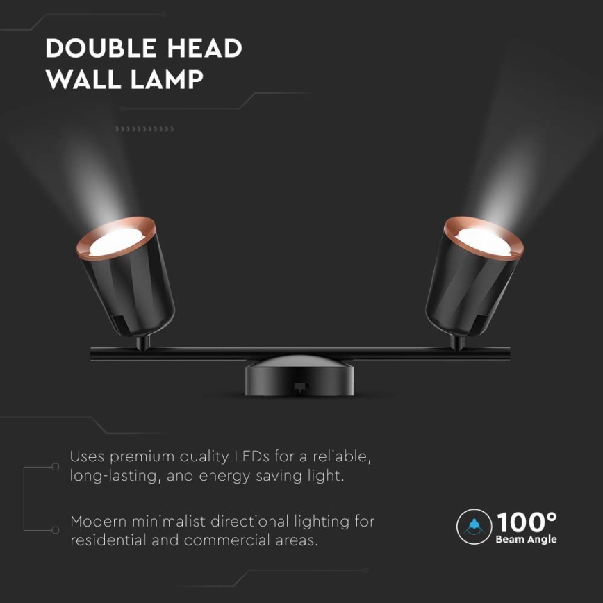 Foco LED 2xLED/5W/230V 3000K negro