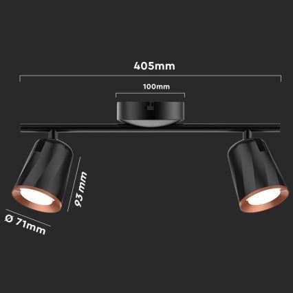 Foco LED 2xLED/5W/230V 3000K negro
